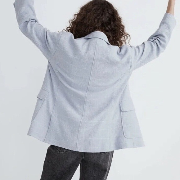 Madewell Larsen Linen Blend Relaxed Windowpane Blazer - Picture 3 of 13